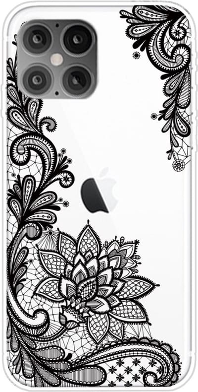 Peachy TPU henna bloemen hoesje geschikt voor iPhone 12 en iPhone 12 Pro - transparant