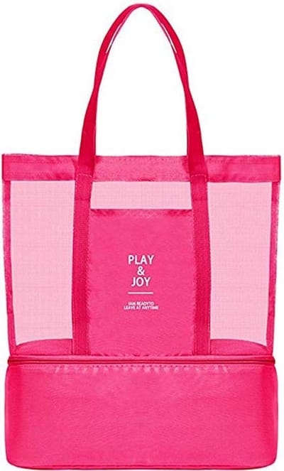 Watsy- Koeltas 2 in1 -  Strandtas Dubbele laag- Isolatie- picknick tas- Roze