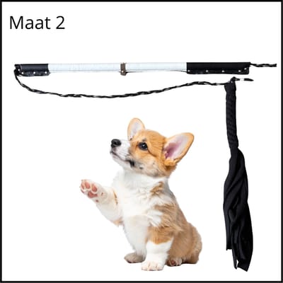 Hondenspeelgoed. Flirt pole maat 2 in de kleuren offwhite, zwart, bruin. Hondenhengel - Hondentraining - hondenspeelhengel - hondenspeelgoed - focus training - focus speelgoed - speelhengel - trektouw - ShukoGear by MadeByShuko