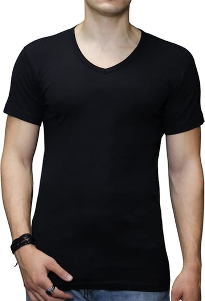 Top kwaliteit Heren T-shirt V-Hals – 2 Stuks – Zwart – 100% Katoen – Maat S