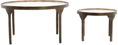 ELI salontafel set van 2 Ø85x42 cm crème antiek brons - Light & Living