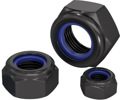 Contramoeren Zelfborgende Zeskantmoeren van RVS A2 V2A met Nylon Inzetstukken,Zwart DIN985 Metrische Schroefdraad Borgmoeren voor Bouten en Schroeven