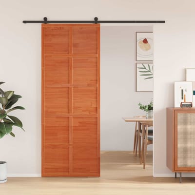vidaXL - Schuifdeur - Wasbruin - 80 - x - 208 - cm - Massief - grenenhout