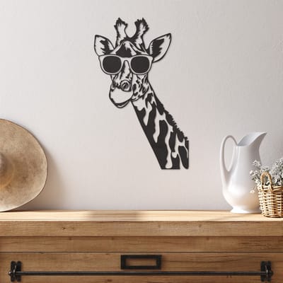 Wanddecoratie Giraf - Muurdecoratie Giraf - Muurdecoratie Hout - Wanddecoratie Hout - Muurdecoratie Woonkamer - Wanddecoratie Woonkamer - Wanddecoratie Industrieel - Wanddecoratie Dieren - Home Decor - Wall Line Art - 46.5 x 29 cm