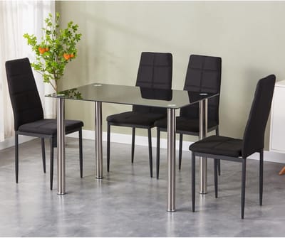 Eettafel Set - Eetkamer Groep - Samen Eten - Robuuste Constructie - 110 x 70 cm - Zwart