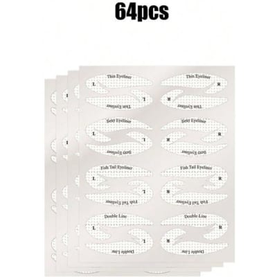 64 pièces/4 feuilles Outils de maquillage pour les yeux, Pochoirs pour eye-liner Cat Eye, Guides pour fard à paupières et eye-liner, Eye-liner Cat Eye, Modèles de maquillage Fox Eye, Pochoirs pour eye-liner 64pcs/4 sheets
