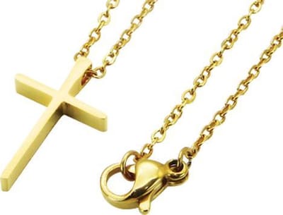 Amanto Ketting Dantes G - 316L Staal PVD - Kruis - 19x12mm - 49cm