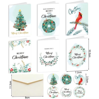 Petites cartes de vœux avec enveloppe et autocollants Cartes de vœux Joyeux Noël Cartes de Noël DIY pour fournitures de fête de Noël