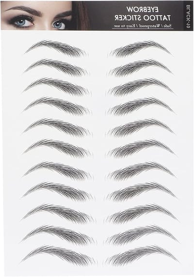Semi-permanente Wenkbrauw Tattoo Stickers met Sjablonen voor Natuurlijke Wenkbrauwen, Waterproof en Haarachtige Look in Boogstijl voor Vrouwen