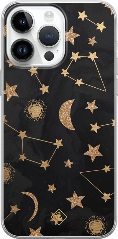 Casimoda® hoesje - Geschikt voor iPhone 14 Pro Max - Counting The Stars - Siliconen/TPU telefoonhoesje - Backcover - Sterren - Zwart