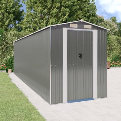 vidaXL - Tuinschuur - 192x689x223 - cm - gegalvaniseerd - staal - lichtgrijs