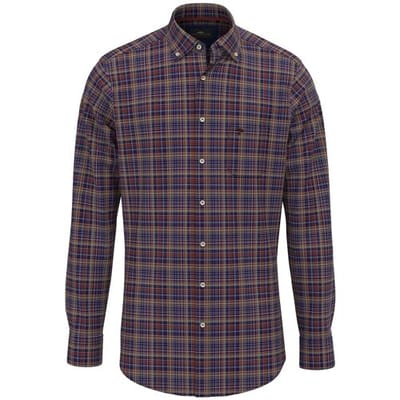 Fynch-Hatton Overhemd Dark Check Button Down Roest / male