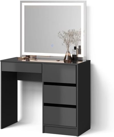 Make-uptafel Set met Kruk en LED Spiegel