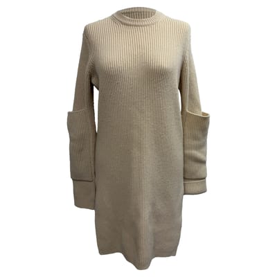 Joseph Geribbelde Trui Jurk in Beige Kasjmier