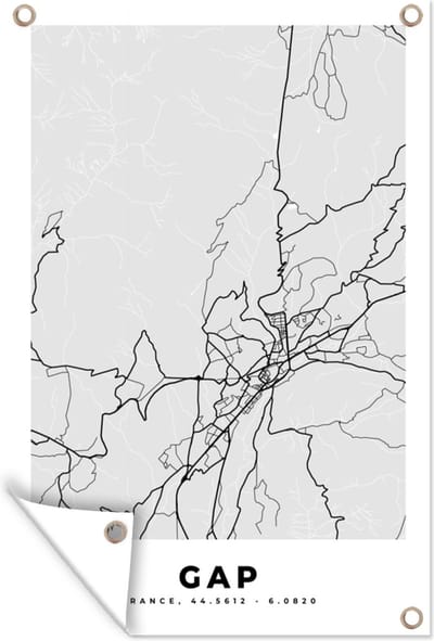 Muurdecoratie Plattegrond – Kaart – Stadskaart – Frankrijk - Gap - 120x180 cm - Tuinposter - Tuindoek