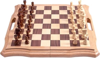 Houten schaakspel - Opvouwbaar bord - Strategisch spel - Inclusief extra koninginnen - 32 schaakstukken - Natuurlijk hout