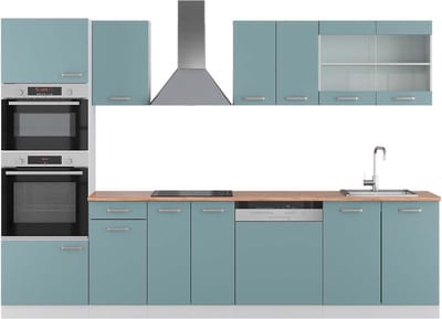 Vicco R-Line Complete keukeneenheid – 300 cm met hoge kast, WB Eik Blauw-grijs/wit