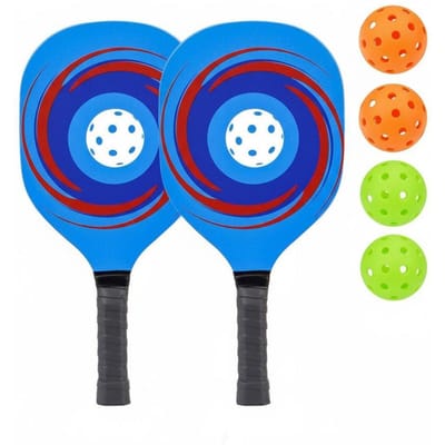 Ensemble de Raquettes de Pickleball en Bois Design à Cadre Large Ensemble Raquette et Balle de Pickleball Équipement de Sports de Raquette Poignée Rembourrée