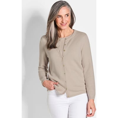 Tricot jasje van kasjmier met ronde hals - beige - Gr. 48 van Goldner Fashion