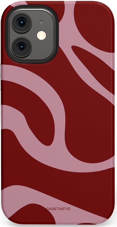 Casetastic hoesje geschikt voor Apple iPhone 12 Mini - Dubbellaagse bescherming - Roze Rode Framboos Blobs - Fashion Case - Bordeaux Lila