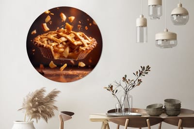 WallCircle - Wandcirkel - Muurcirkel - Appel - Taart - Warm - Eten - Aluminium - Dibond - 140x140 cm - Binnen en Buiten