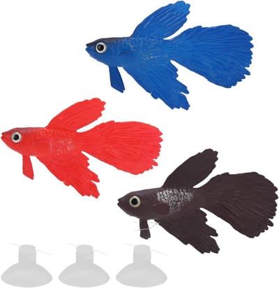 Dailygoods- Nep Vissen Levensecht - Kunstmatige Vissen - Siliconen Vissen - Aquarium Decoratie - Drijvende Vissen - Antislip Zuignappen - Decoratieve Vissen