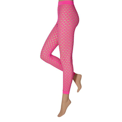 Panty doorschijnend stretch met gaten - Neon rose / L/XL