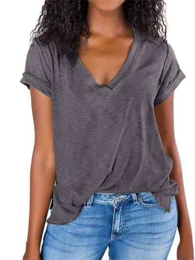 Dailygoods- Zomer T-shirt Dames - Grijs - Maat L - Lichtgewicht - Comfortabel - Ademend