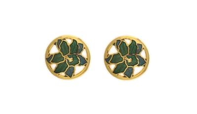 Behave - Dames oorknoppen goudkleur bloem groen bohemian stijl (66 tekens inclusief spaties)