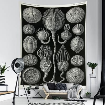 Tapisserie murale représentant un exemple de vie marine, carte de tarot, style hippie bohème, art psychédélique, décoration d'intérieur 95x70cm