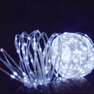 MUPOO LED Lichtsnoer 10M 100LEDs - Fairy Lights Kerstverlichting Binnen & Buiten - IP44 Waterdicht Lichtslinger met Geheugenfunctie en 8 Lichtstanden - Ideaal als Tuinverlichting voor Feesten, Trouwerijen en Kerstdecoratie - Wit