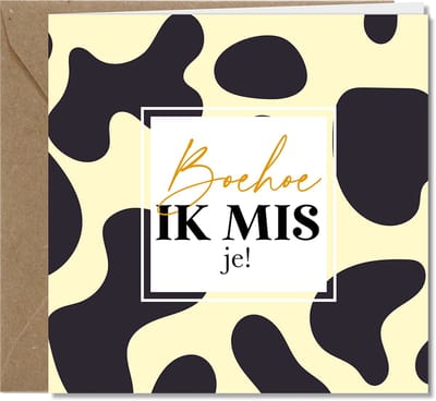 Tallies Cards Wenskaarten - MIS JE Vriendschap - collectie WILDcards - 4 kaarten met envelop - duurzaam