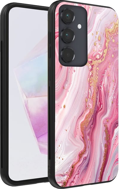 Smartphonica Telefoonhoesje geschikt voor Samsung Galaxy A35 met marmer opdruk - TPU backcover case marble design - Roze geschikt voor Samsung Galaxy A35