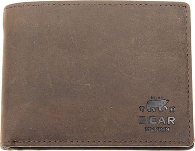 Bear Design Dark Nature Leren Billfold - Bruin