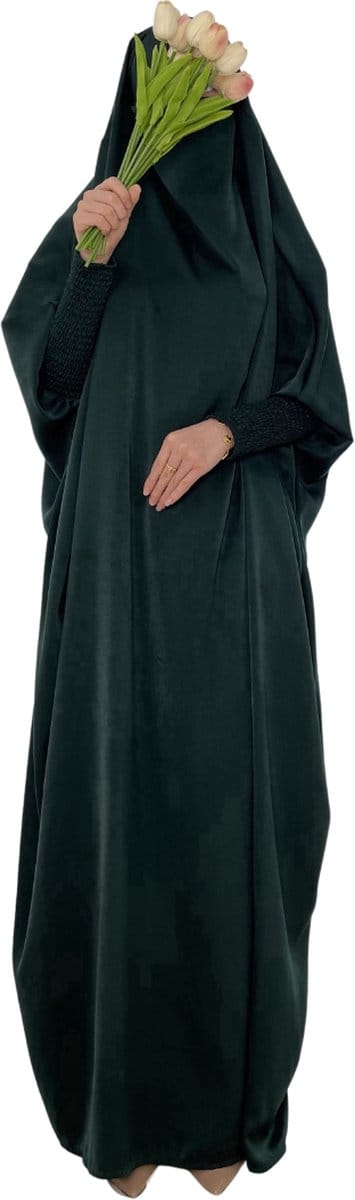 Bovista Gebedskleding Dames - Abaya - Islamitische Kleding - Khimar - Jilbab - Vrouw - Alhamdulillah - Donkergroen