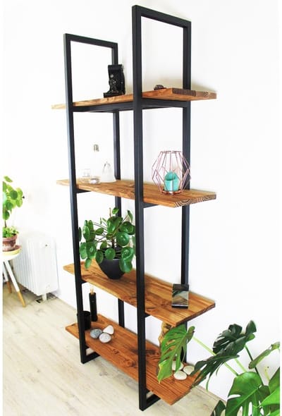 Industriële kast hout en staal "Boston" - 80 x 36 x 190 cm - Handgemaakt