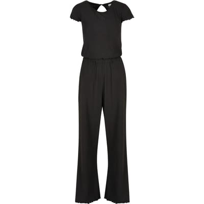 Urban Classics - Rib Wid Leg Jumpsuit - 5XL - Zwart