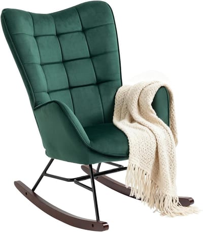 Schommelstoel - Relaxfauteuil - Ontspannen Zitten - Comfortabel Gewatteerd - 66x84x97cm - Groen