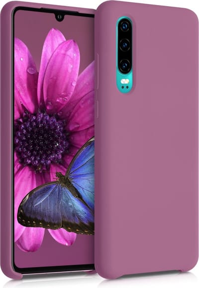 kwmobile telefoonhoesje geschikt voor Huawei P30 - Hoesje met siliconen coating - Smartphone case in donkerroze