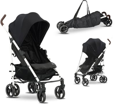 Deryan Bobbie Paraplu Buggy - Met Draagtas - Verstelbaar - Zwart/Wit