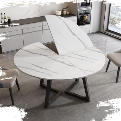 Klaptafel Rond - Eettafel Bureau - Ruimte Besparen - Opvouwbaar Ontwerp - 100-180 cm - Wit