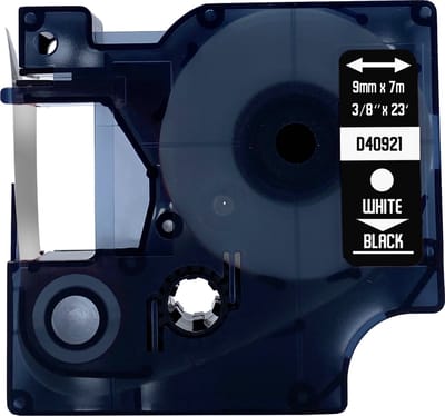 DULA Dymo D1 40921 - S0720750 - Compatible label tape - 1 lettertape - Wit op Zwart - 9mm x 7m