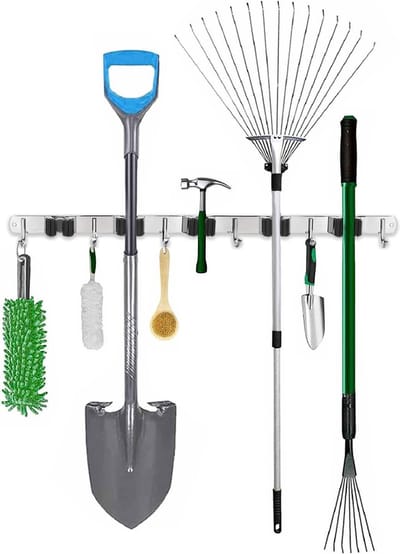 Luxe Bezemhouder - Opbergsysteem - Bezem ophangsysteem - Ophanghaken - Tuingereedschap - Gereedschap opbergen - Zwart