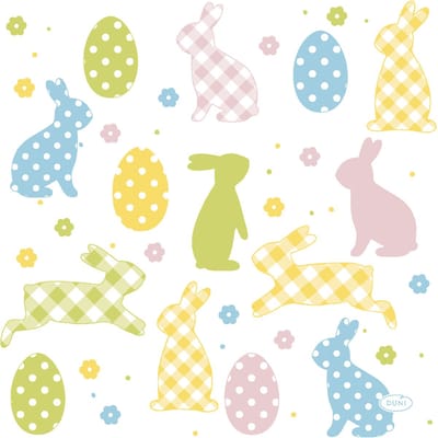 Duni Paas thema servetten Bunnies and Eggs - 20x - pasen print - 33 x 33 cm - feestservetten - Paasontbijt tafeldecoratie servetjes