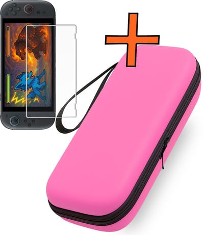 Hoesje Geschikt voor Nintendo Switch 2 Hoes Bescherm Case Hardcover Polsbandje Met Screenprotector - Hoes Geschikt voor Nintendo Switch 2 Case - Roze