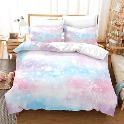 Regenbooggradiënt wolk dekbedovertrekset kleurrijke print beddengoed set voor meisjes vrouwen slaapkamer decoratieve sprei EU King 240x220cm