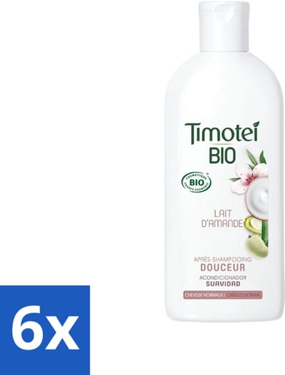 Timotei - Shampoo - Amandelmelk - Biologisch - Normaal Haar - 250 ml - Voordeelverpakking - 6 stuks