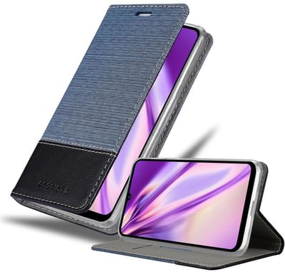 Cadorabo Hoesje geschikt voor Huawei Y6P in DONKERBLAUW ZWART - Beschermhoes met magnetische sluiting, standfunctie en kaartvakje Book Case Cover Etui