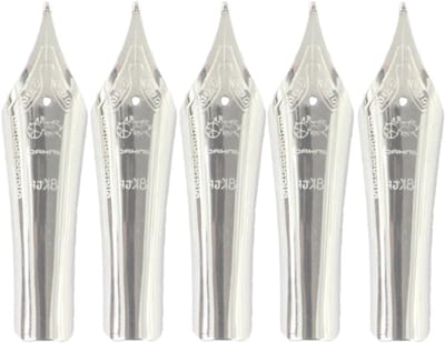 Vijfstuks vulpen nibs geschikt voor Jinhao 159/450/750, zilver, fijne punt voor soepel schrijven
