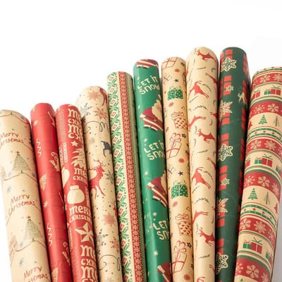 Dailygoods- Cadeaupapier hoogwaardig - Inpakpapier verjaardag - Inpakpapier kerstmis - Inpakpapier kinderen - Kraftpapier 70 x 50 cm - Glanzende kleuren en patronen
